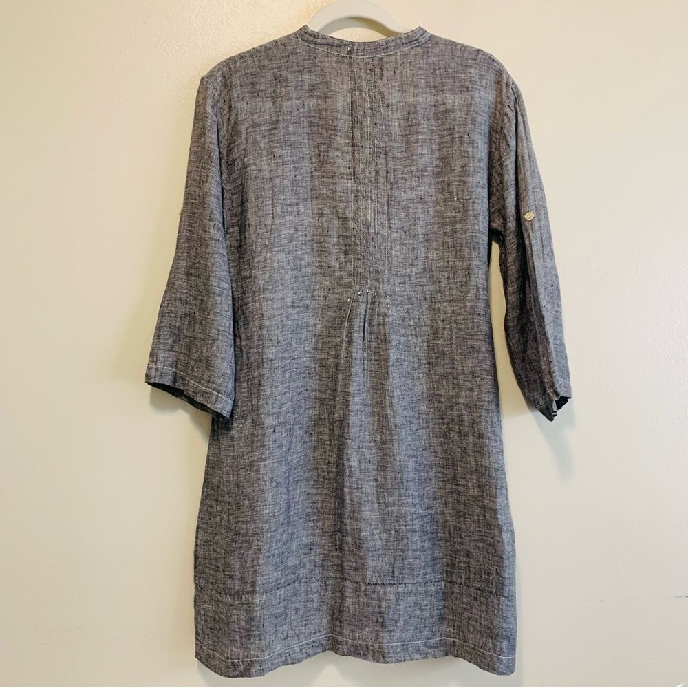 CP Shades Regina chambray grey linen pintuck split b neck tunic top size xs - Picture 8 of 8
